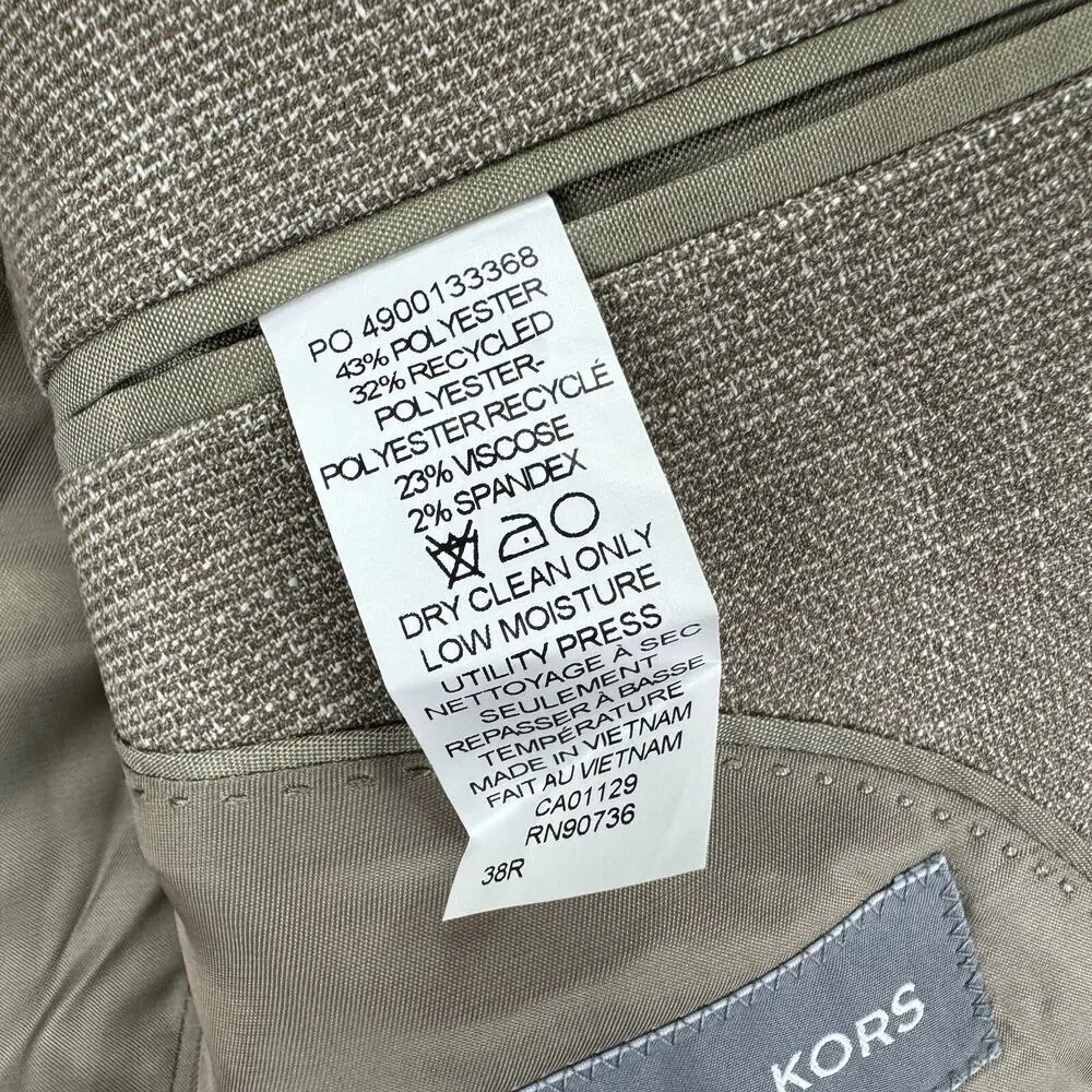 Michael Kors Mens Kent Classic Fit Stretch Sport Coat Tan 38R